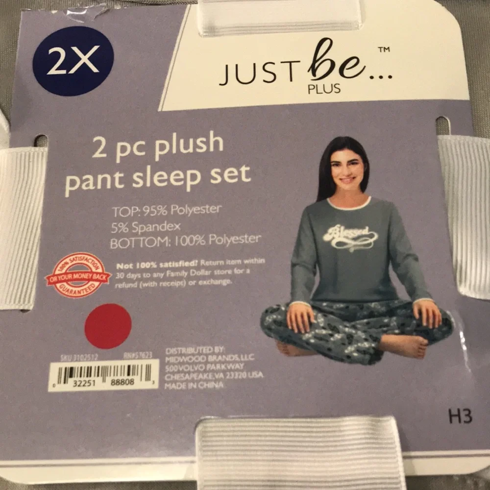 Gray & black just be blessed pajama set (2X)